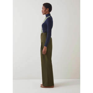 L.K. Bennett Petra Dark Green Pleated Trousers